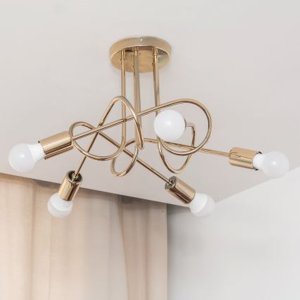 Lustre de tecto fixo OXFORD 5xE27/15W/230V dourado