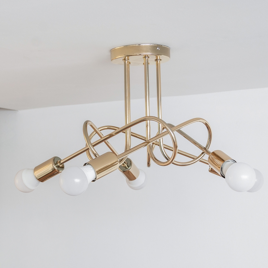 Lustre de tecto fixo OXFORD 5xE27/15W/230V dourado