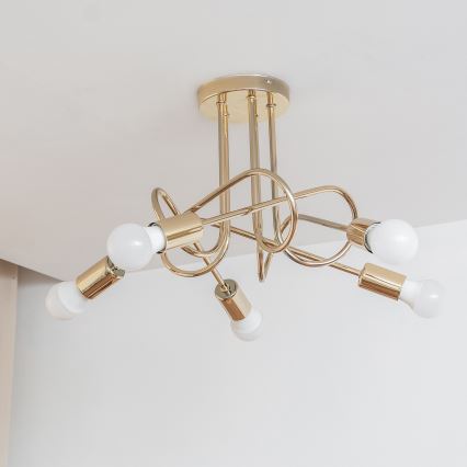 Lustre de tecto fixo OXFORD 5xE27/15W/230V dourado