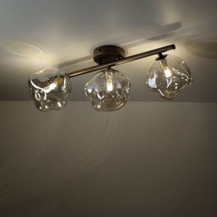 Lustre de teto de montagem superficial LAVA 3xG9/8W/230V bronze/bege fumê