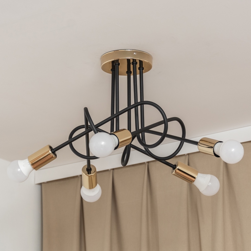 Lustre de teto de sobrepor OXFORD 5xE27/15W/230V dourado/preto