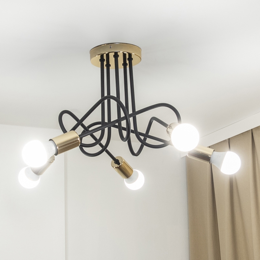 Lustre de teto de sobrepor OXFORD 5xE27/15W/230V dourado/preto