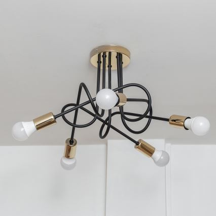Lustre de teto de sobrepor OXFORD 5xE27/15W/230V dourado/preto