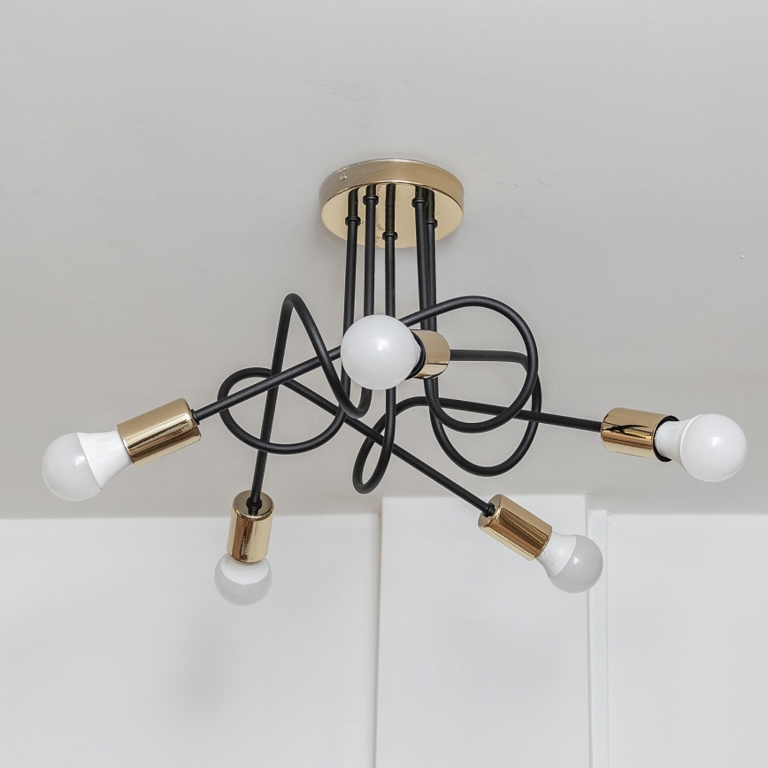 Lustre de teto de sobrepor OXFORD 5xE27/15W/230V dourado/preto