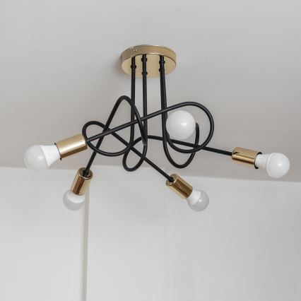 Lustre de teto de sobrepor OXFORD 5xE27/15W/230V dourado/preto