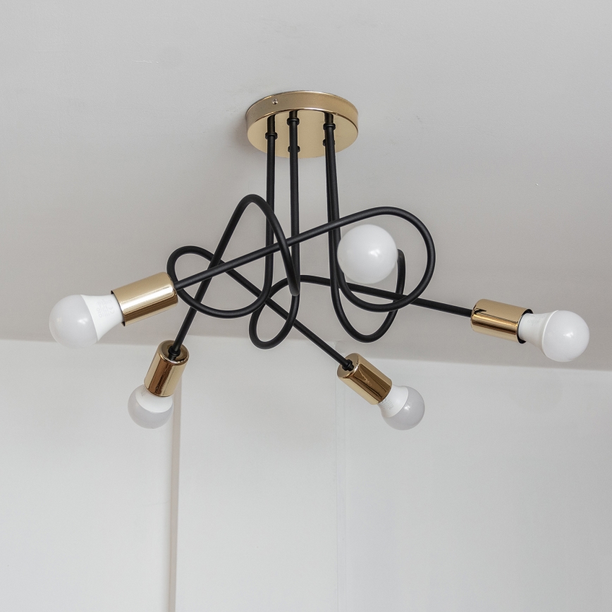 Lustre de teto de sobrepor OXFORD 5xE27/15W/230V dourado/preto