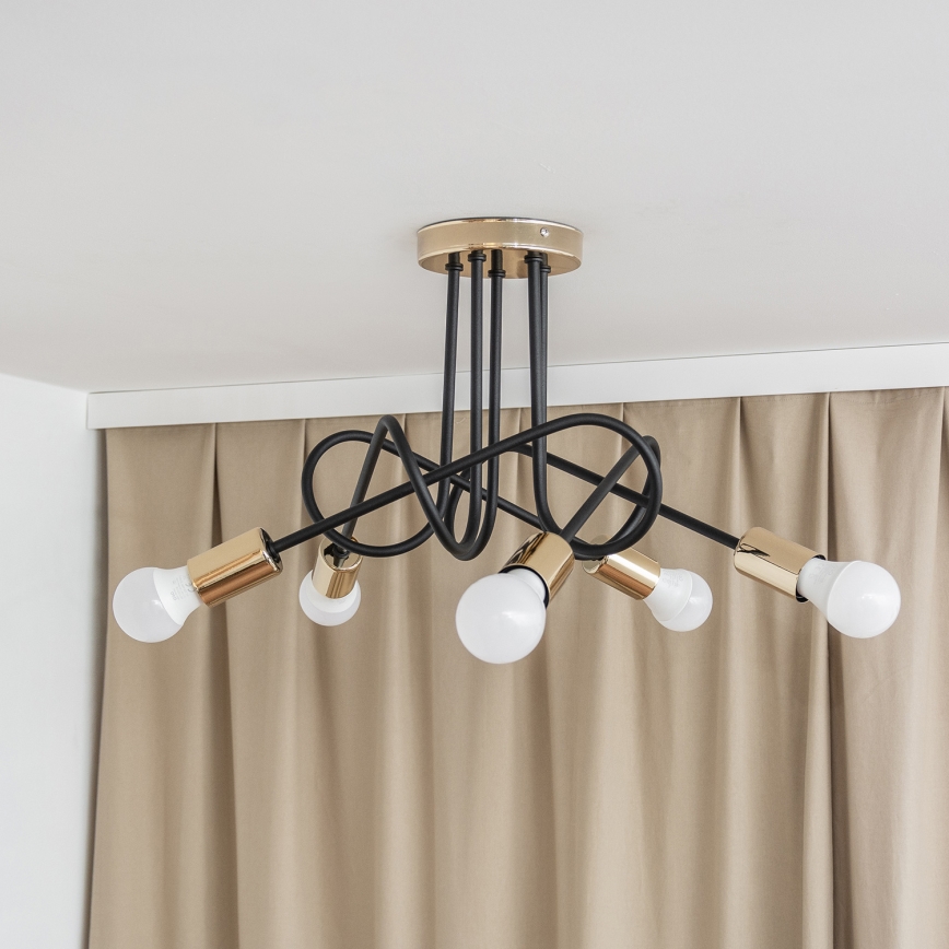 Lustre de teto de sobrepor OXFORD 5xE27/15W/230V dourado/preto