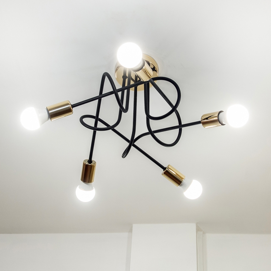 Lustre de teto de sobrepor OXFORD 5xE27/15W/230V dourado/preto