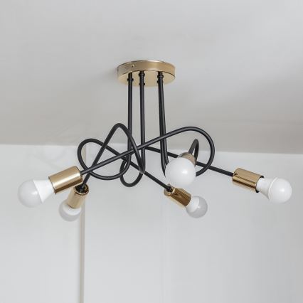 Lustre de teto de sobrepor OXFORD 5xE27/15W/230V dourado/preto