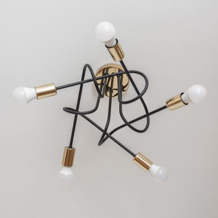 Lustre de teto de sobrepor OXFORD 5xE27/15W/230V dourado/preto