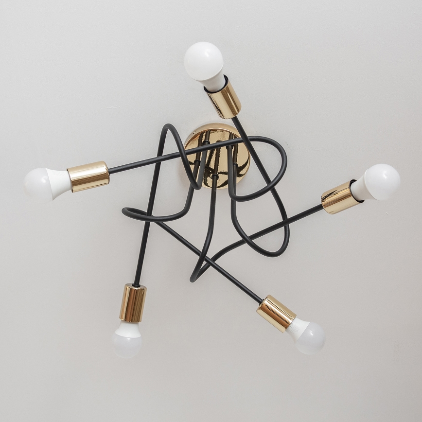 Lustre de teto de sobrepor OXFORD 5xE27/15W/230V dourado/preto