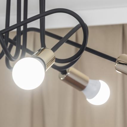 Lustre de teto de sobrepor OXFORD 5xE27/15W/230V dourado/preto