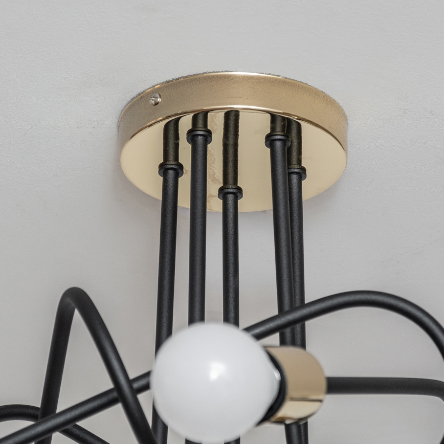 Lustre de teto de sobrepor OXFORD 5xE27/15W/230V dourado/preto