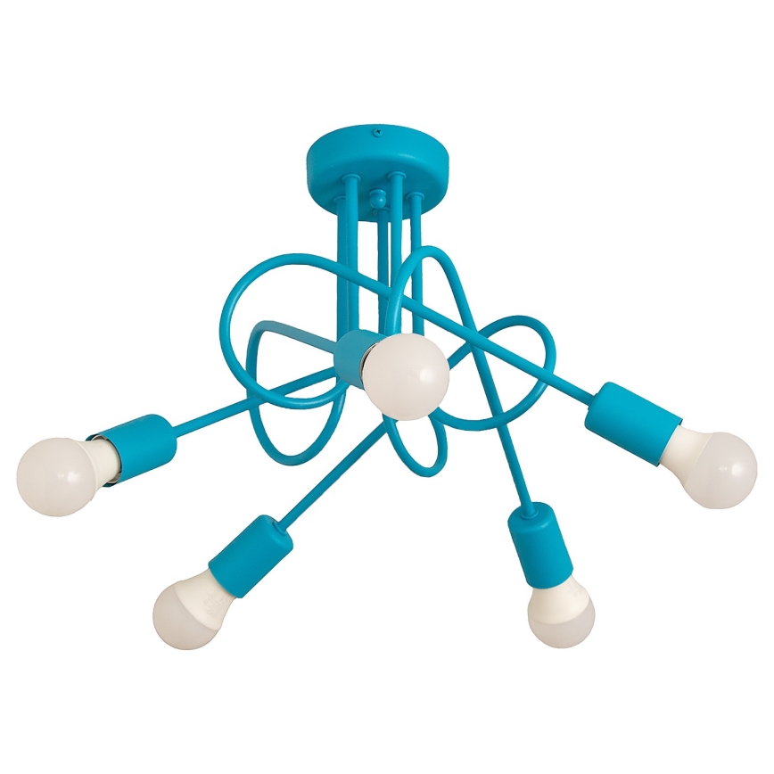 Lustre de teto infantil OXFORD 5xE27/15W/230V azul