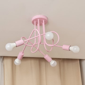 Lustre de teto OXFORD 5xE27/15W/230V rosa