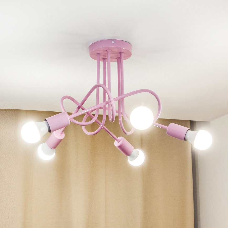 Lustre de teto OXFORD 5xE27/15W/230V rosa
