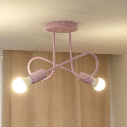 Lustre de teto sobreposto OXFORD 2xE27/15W/230V rosa