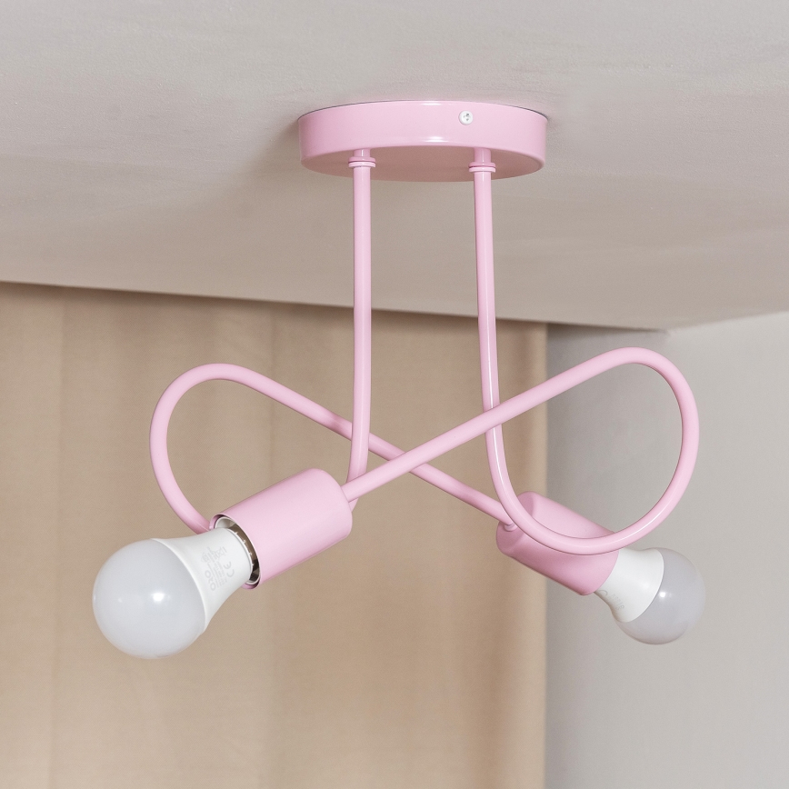 Lustre de teto sobreposto OXFORD 2xE27/15W/230V rosa