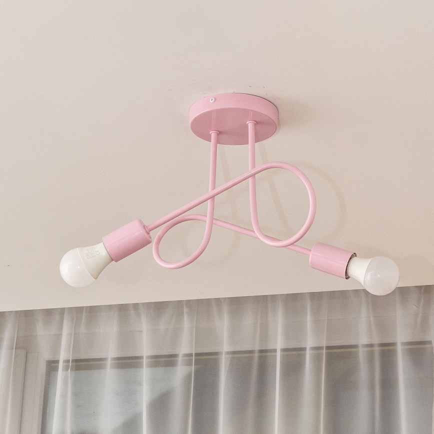 Lustre de teto sobreposto OXFORD 2xE27/15W/230V rosa