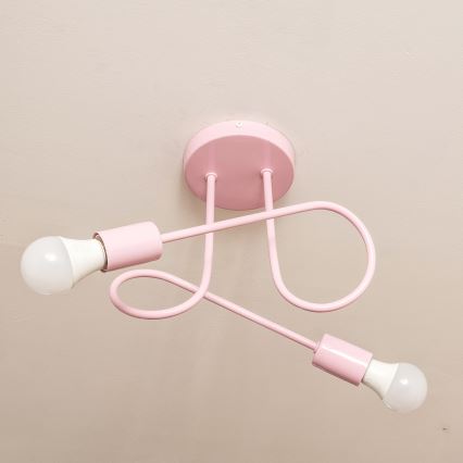 Lustre de teto sobreposto OXFORD 2xE27/15W/230V rosa
