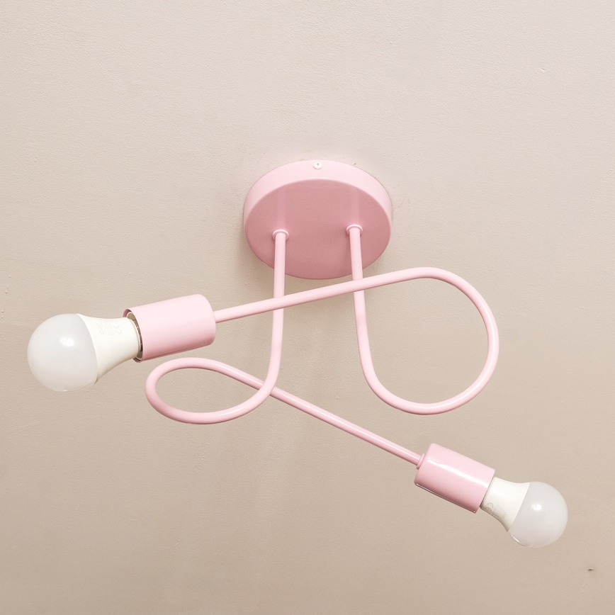 Lustre de teto sobreposto OXFORD 2xE27/15W/230V rosa