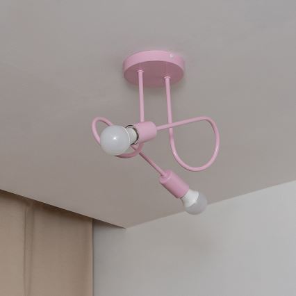 Lustre de teto sobreposto OXFORD 2xE27/15W/230V rosa