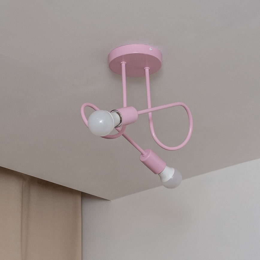 Lustre de teto sobreposto OXFORD 2xE27/15W/230V rosa