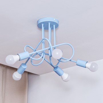 Lustre de teto sobreposto OXFORD 5xE27/15W/230V azul