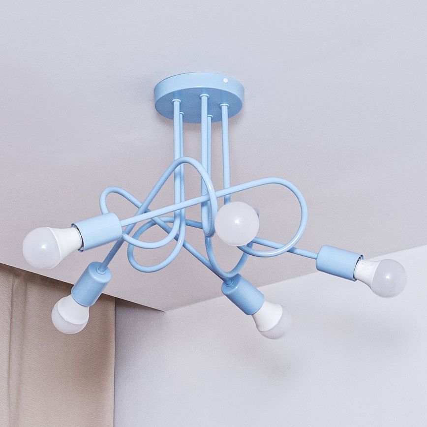 Lustre de teto sobreposto OXFORD 5xE27/15W/230V azul
