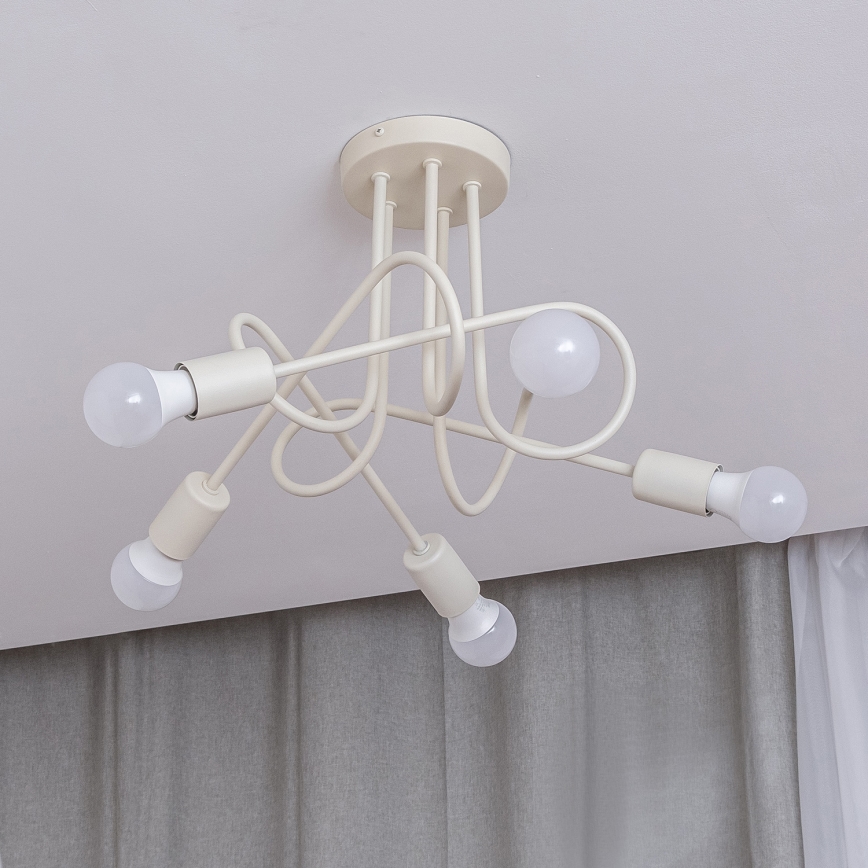 Lustre de teto sobreposto OXFORD 5xE27/15W/230V cor creme