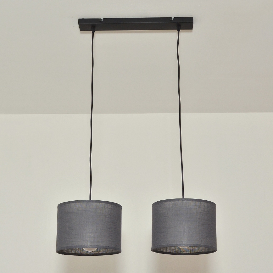 Lustre em cabo ALBA 2xE27/15W/230V cinzento