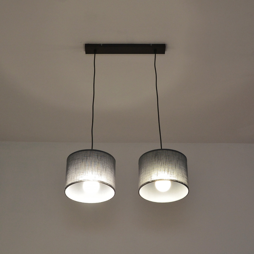 Lustre em cabo ALBA 2xE27/15W/230V cinzento