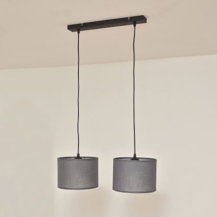 Lustre em cabo ALBA 2xE27/15W/230V cinzento