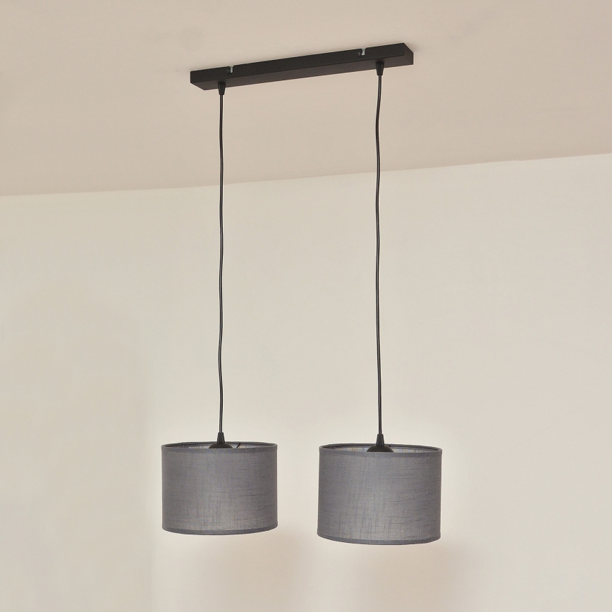 Lustre em cabo ALBA 2xE27/15W/230V cinzento