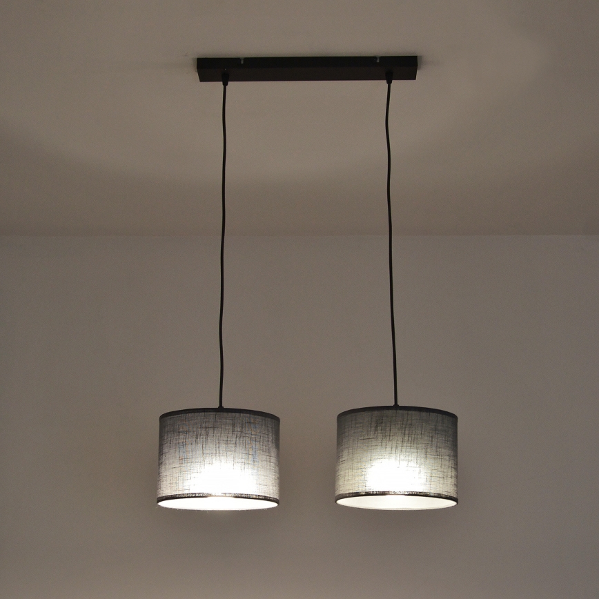 Lustre em cabo ALBA 2xE27/15W/230V cinzento