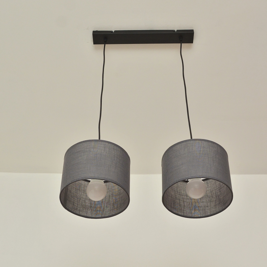 Lustre em cabo ALBA 2xE27/15W/230V cinzento
