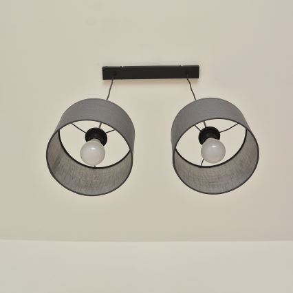 Lustre em cabo ALBA 2xE27/15W/230V cinzento