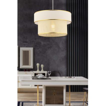 Lustre em cabo ERO 1xE27/60W/230V creme/dourado