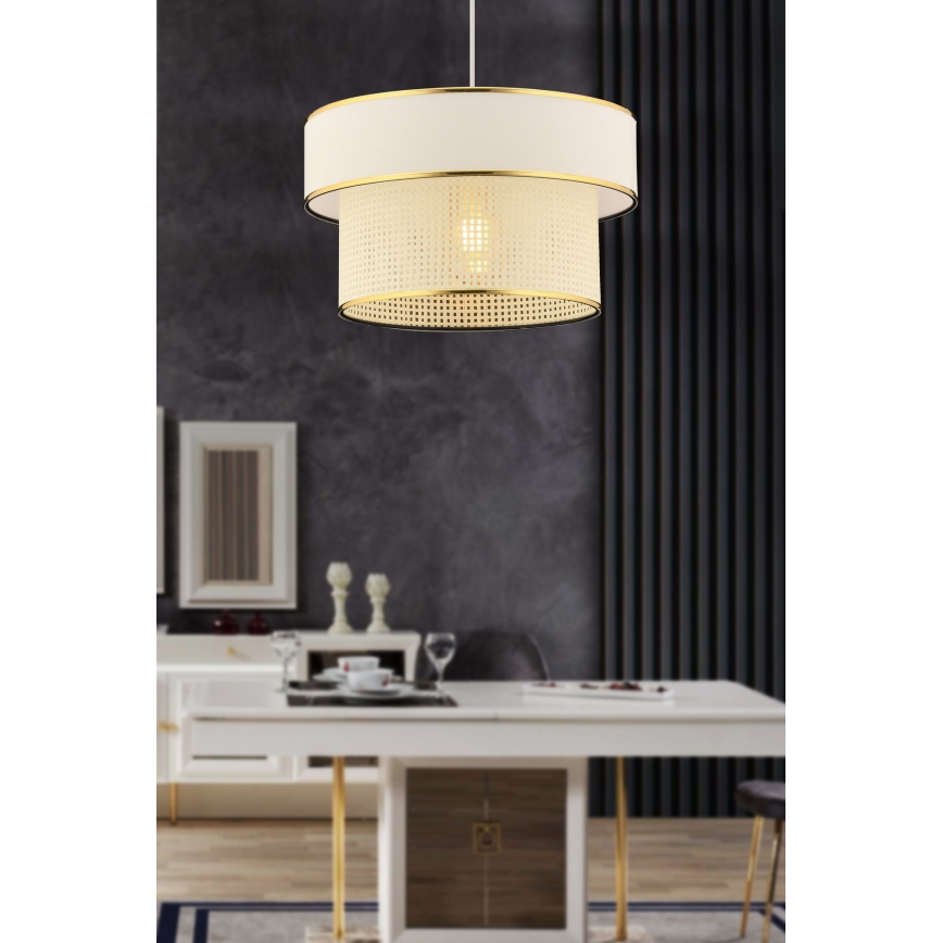 Lustre em cabo ERO 1xE27/60W/230V creme/dourado