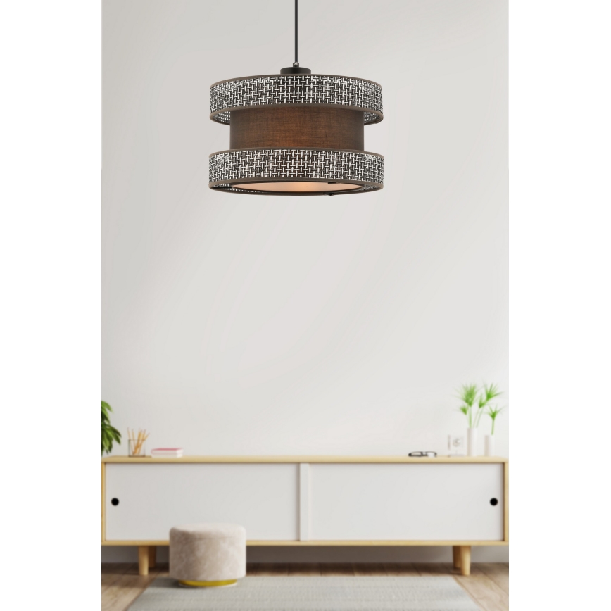 Lustre em cabo HALO 1xE27/60W/230V castanho/cinzento