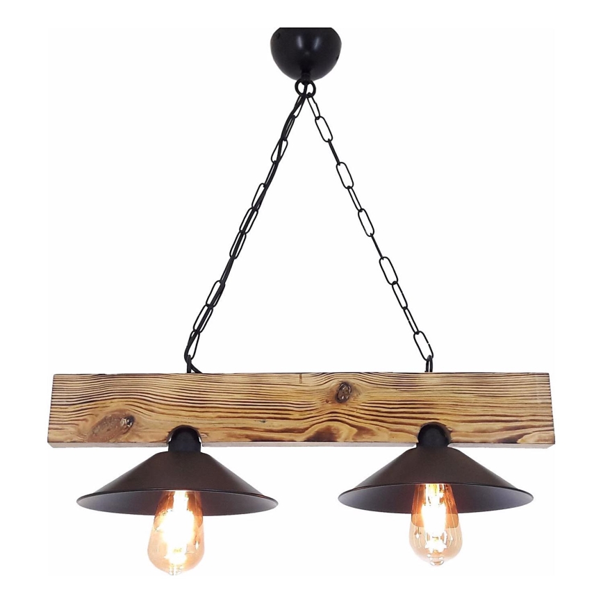 Lustre em cabo HEPSI 2xE27/40W/230V abeto/nogueira