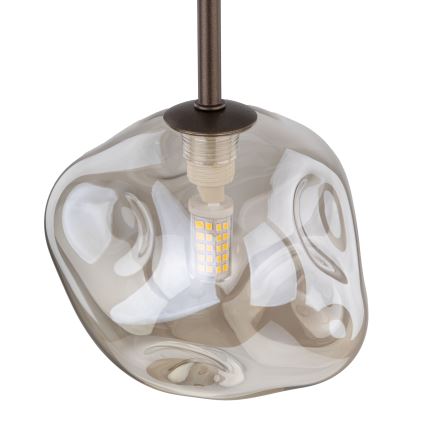 Lustre em cabo LAVA 1xG9/8W/230V bronze/bege fumê