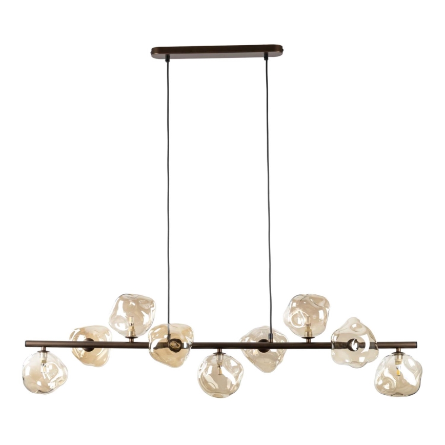 Lustre em cabo LAVA 9xG9/8W/230V bronze/bege fumê