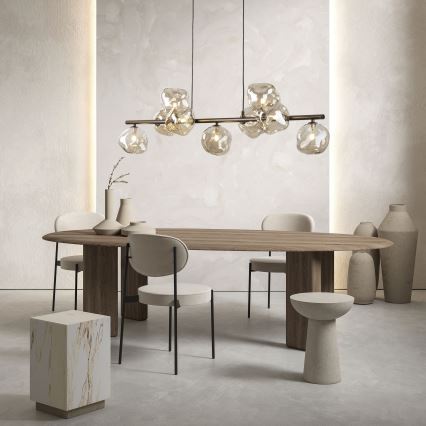 Lustre em cabo LAVA 9xG9/8W/230V bronze/bege fumê