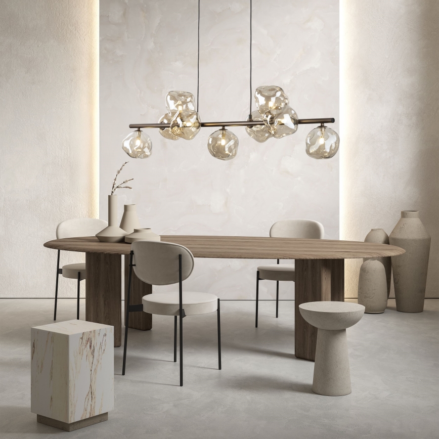 Lustre em cabo LAVA 9xG9/8W/230V bronze/bege fumê