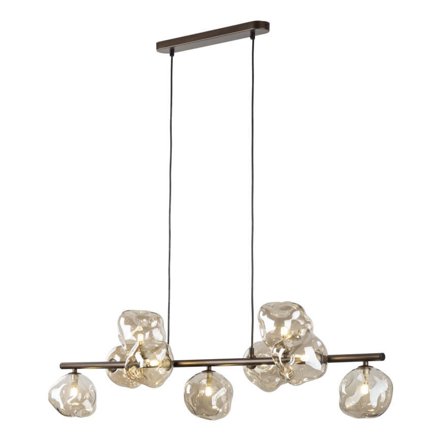 Lustre em cabo LAVA 9xG9/8W/230V bronze/bege fumê