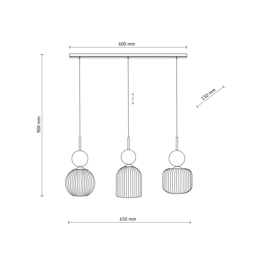 Lustre em cabo SOPHIA 3xE14/10W/230V preto/verde/bege fumê