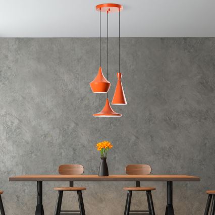 Lustre em cabo TOM 3xE27/40W/230V laranja