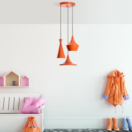 Lustre em cabo TOM 3xE27/40W/230V laranja