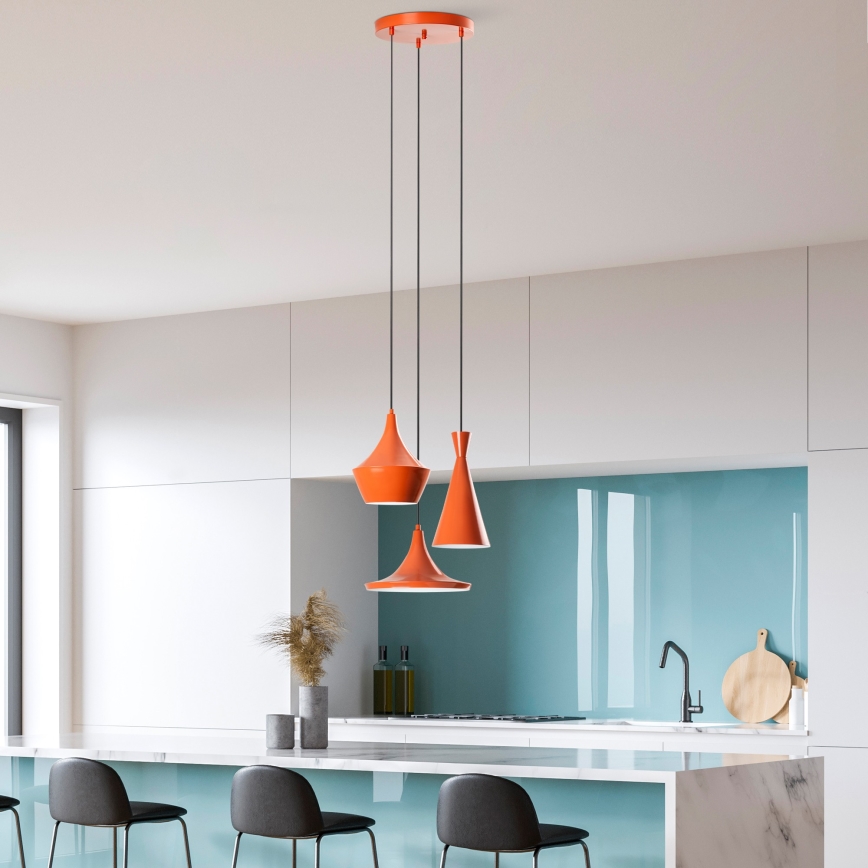 Lustre em cabo TOM 3xE27/40W/230V laranja